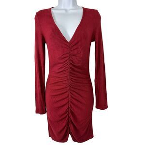 n:Philanthropy NEW Womens‎ SZ S Brinley Dress Bordeaux Red Ruched Bodycon Dress